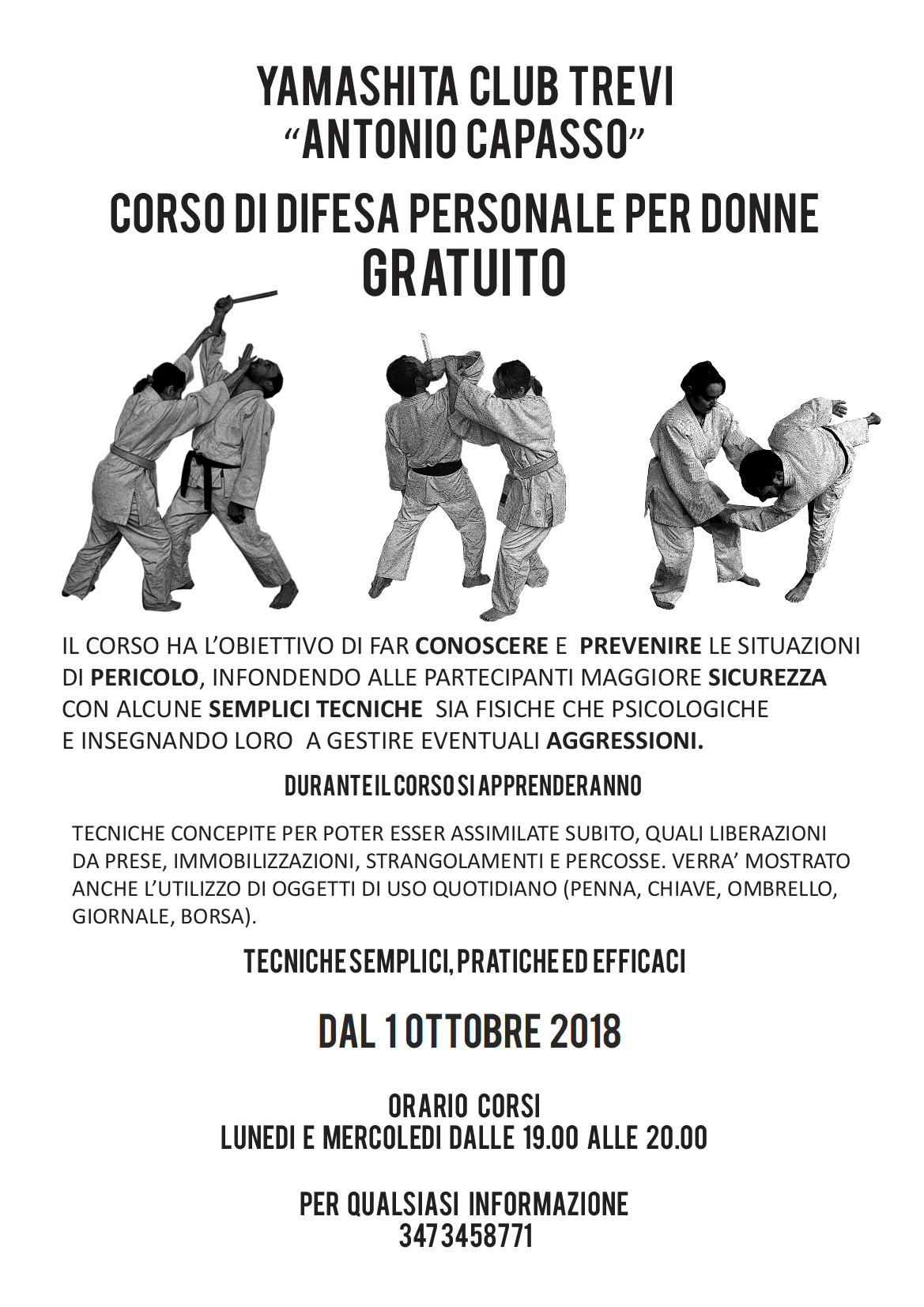 Corso di autodifesa per donne gratuito - Yamashita Club Trevi